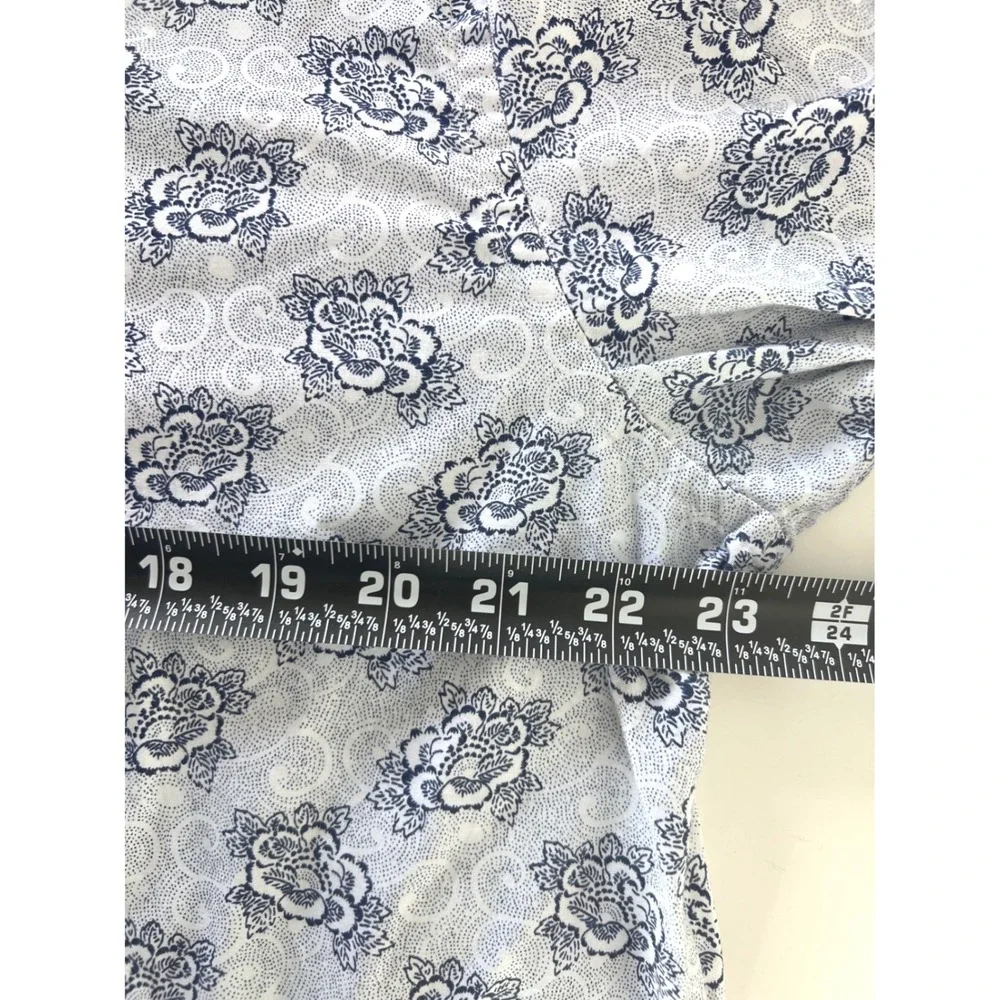 Guide London Mens XL Blue Floral Damask‎ Stretch Long Sleeve Button Down Shirt
